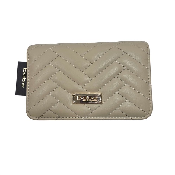 bebe Handbags - Bebe Los Angeles Beige Chevron Quilted Sophia Crossbody Bag WBE01-123 New